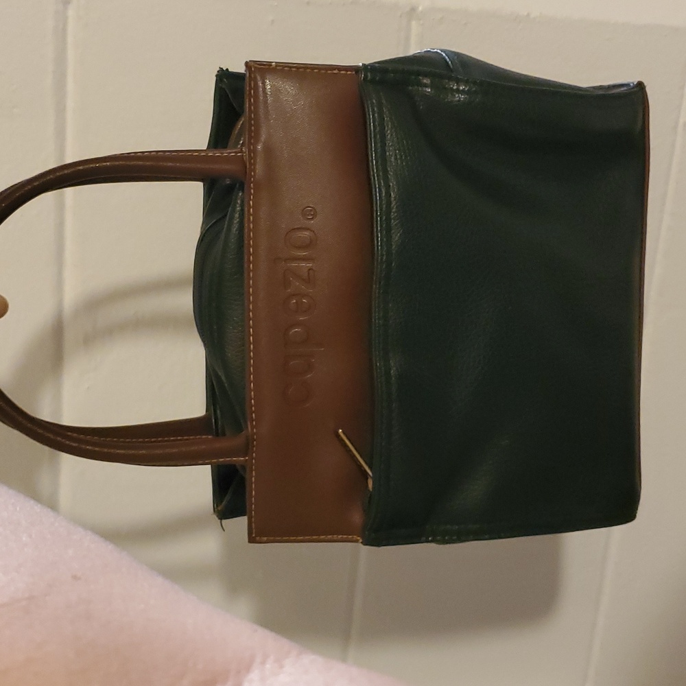Capezio Handbag Purse Black Brown Zip And Snap‎ 4 Compartments Women 9"inches